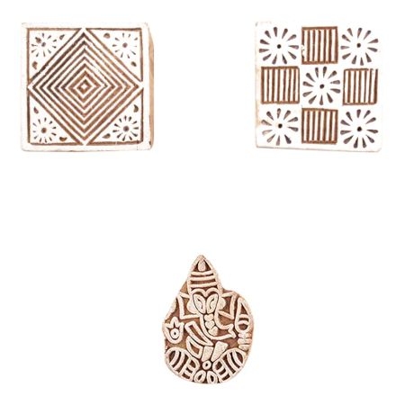 Set of 3 Piece New Mix Wooden Printing Block